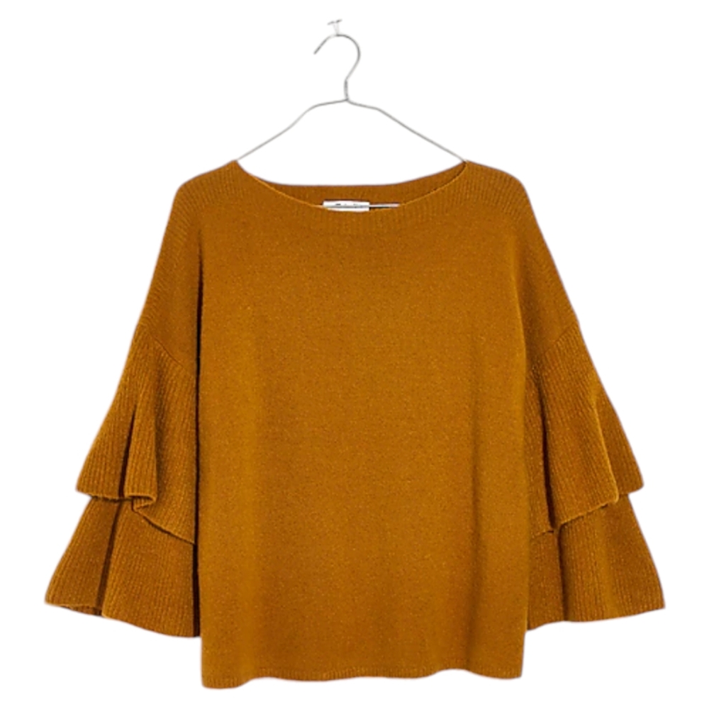 Madewell tier sleeve Golden Yellow Tan sweater size small
